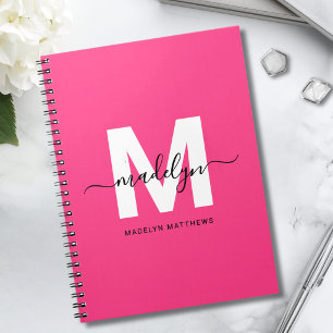 Personalised Pink Monogram Notebook