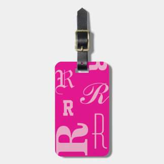 Personalised Pink, Monogram Typography Initials Luggage Tag