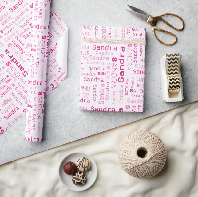 Personalised Pink Name Gift Wrapping Paper (Crafts)