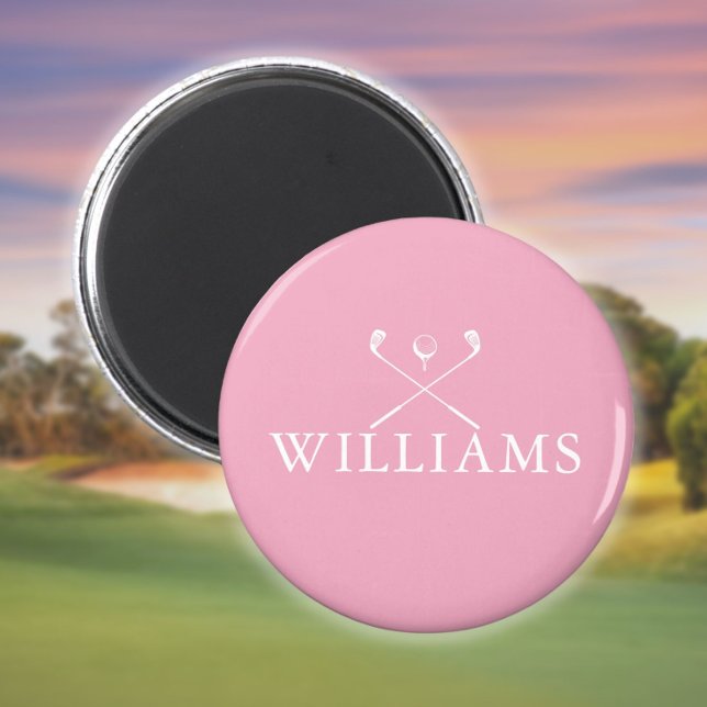 Personalised Pink Name Golf Clubs Magnet (Personalized Pink Name Golf Clubs Magnet)