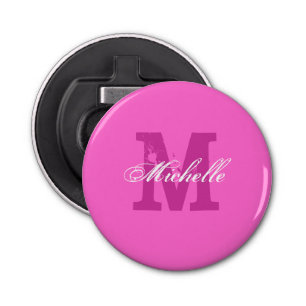 Personalised pink name magnetic beer bottle opener