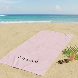 Personalised Pink & Name Monogram   Elegant Custom Beach Towel