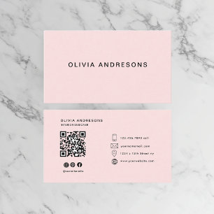 Personalised Pink & Name Monogram   Elegant Custom Business Card