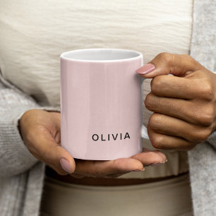 Personalised Pink & Name Monogram Elegant Custom Coffee Mug