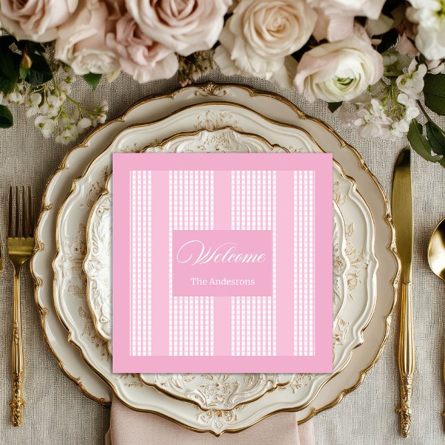 Personalised Pink Napkins Chic Modern Table Set (Personalized Pink Napkins Chic Modern Table Set)