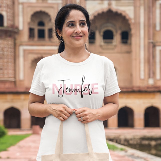 Personalised Pink Nurse Typography Tri-Blend Shirt (Personalized Pink Nurse Typography Tri-Blend Shirt)