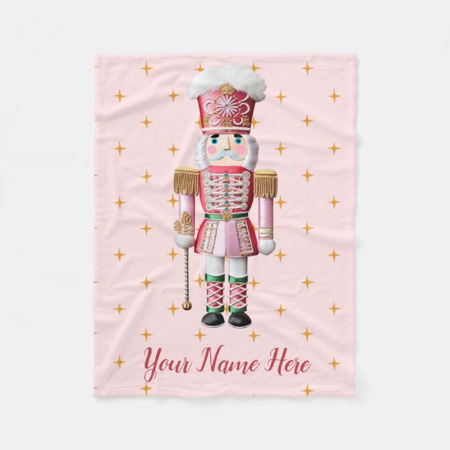 Personalised Pink Nutcracker Christmas Blanket  (Front)