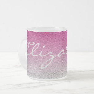 Personalised Pink Ombre Glitter Mug