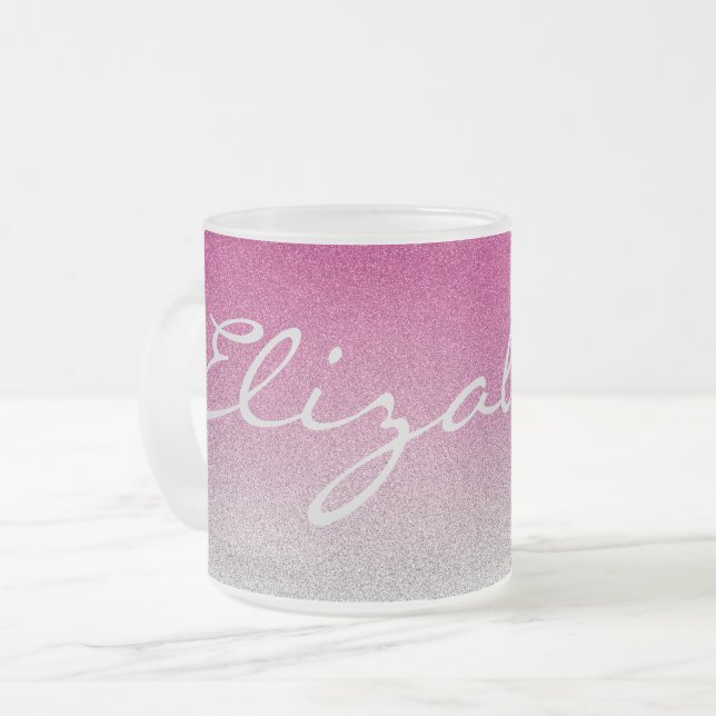 Personalised Pink Ombre Glitter Mug (Front Left)