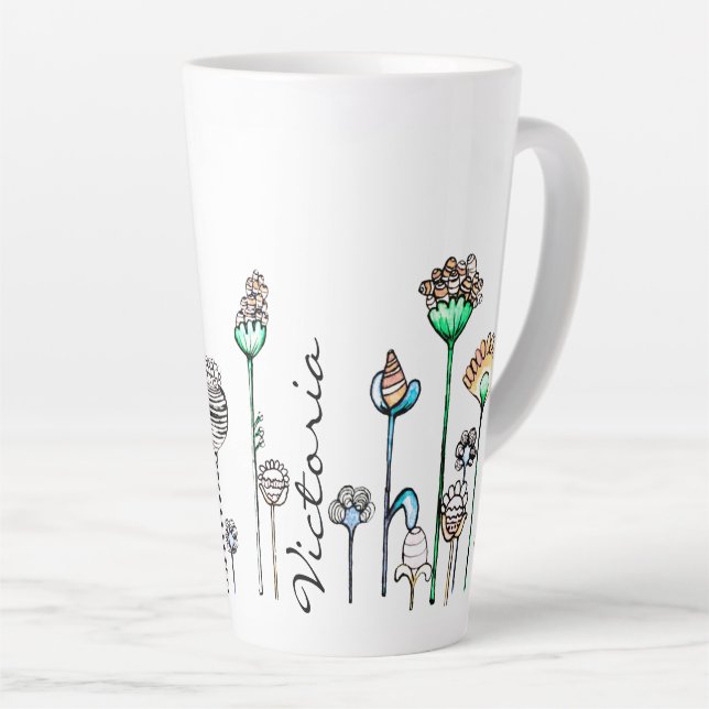 Personalised Pink Orange Black Latte Mug (Right Angle)