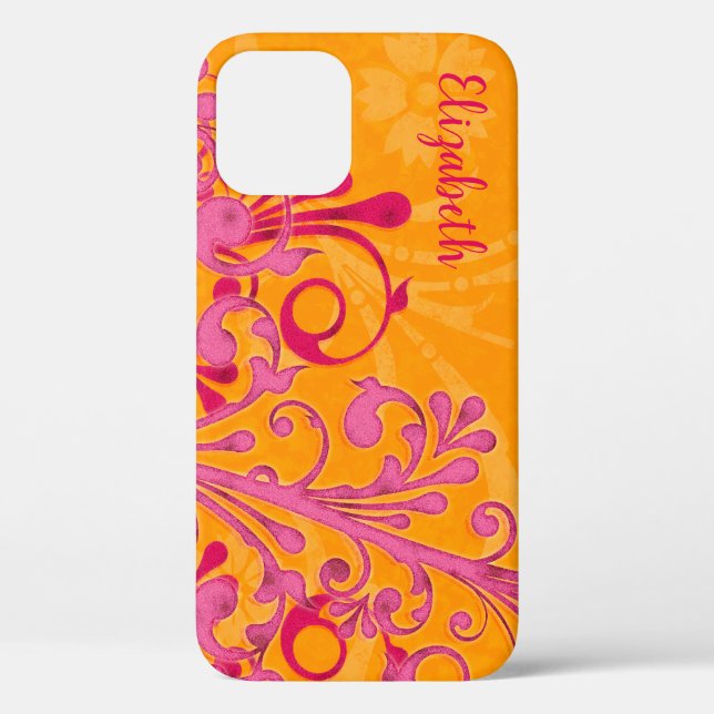 Personalised Pink Orange Floral iPhone Case-Mate iPhone Case (Back)
