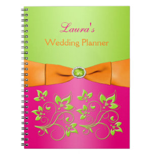 Personalised Pink Orange Lime Floral Notebook