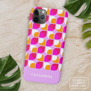 Personalised Pink Orange Midcentury Art Pattern iPhone 15 Pro Max Case
