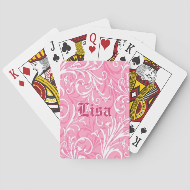 Personalised Pink Ornamental Playing Cards (Back)