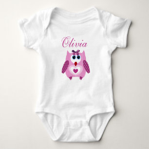 Personalised Pink Owl Baby Girl One Piece Tshirt