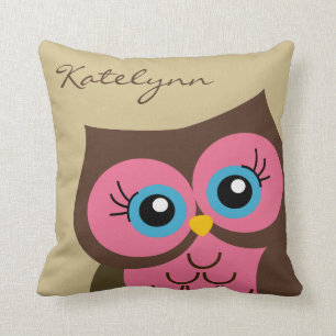 Personalised Pink Owl Custom Cushion