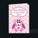 Personalised Pink Owl Happy Birthday Card Sister<br><div class="desc">Personalised Pink Owl Happy Birthday Card for Sister</div>