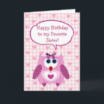 Personalised Pink Owl Happy Birthday Card Sister<br><div class="desc">Personalised Pink Owl Happy Birthday Card for Sister</div>