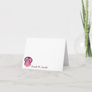 Personalised Pink Owl Notecards