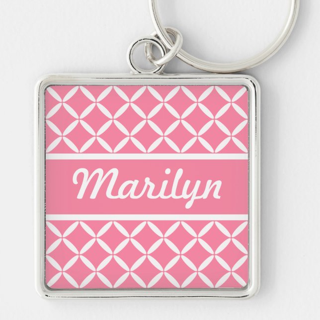Personalised Pink Pattern Keychain (Front)
