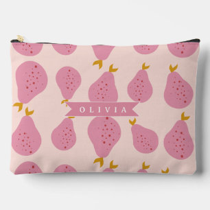 Personalised Pink Pear Pattern Cute Girly Fruit Accessory Pouch