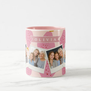 Personalised Pink Pear Pattern Cute Girly Fruit Two-Tone Coffee Mug