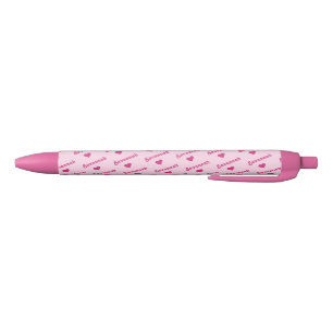 Personalised Pink Pen - Any Name with Hearts