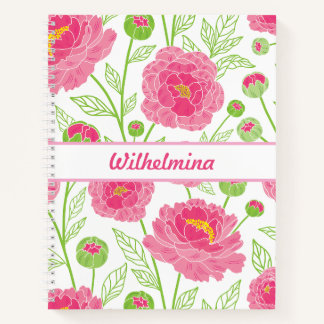 Personalised Pink Peony Floral Notebook