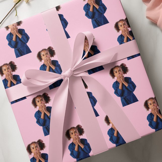 Personalised Pink Photo Collage Kids Birthday Wrapping Paper (Creator Uploaded)