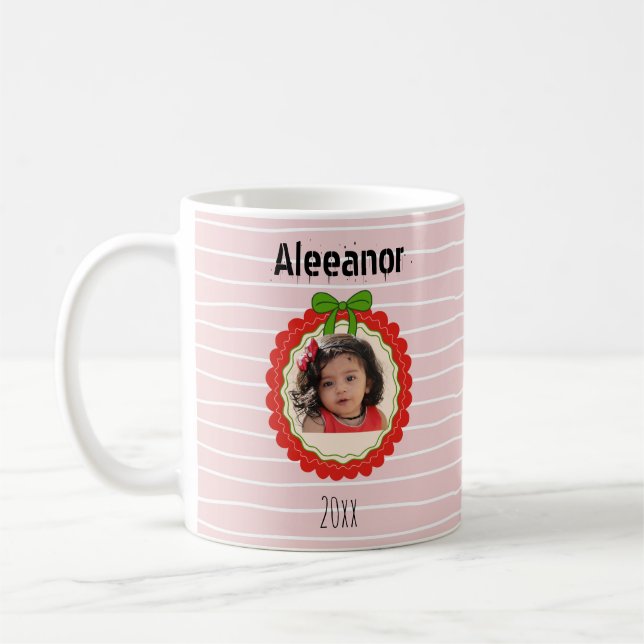 Personalised Pink Photo Stripe Coffee Mug Gift (Left)