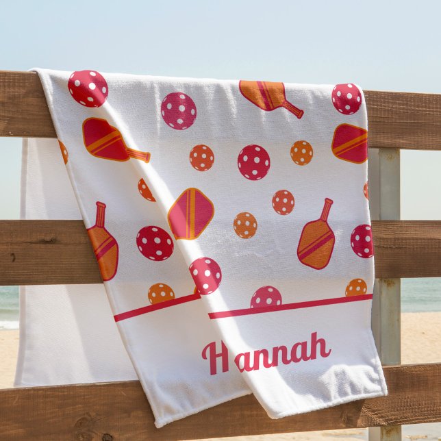 Personalised Pink Pickleball  Beach Towel (Creator Uploaded)