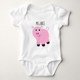 Personalised Pink Pig Baby Animal Piggy Bodysuit
