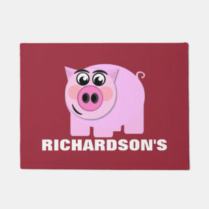 Personalised Pink Piggy Doormat