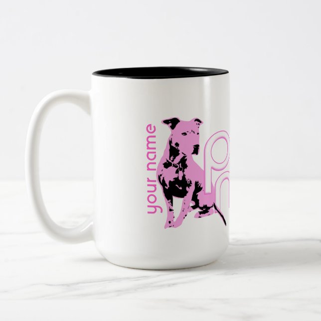 Personalised Pink Pitbull Mum Mug (Left)