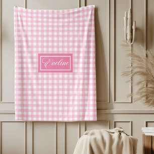 Personalised Pink Plaid Blanket Chic Cosy Accent