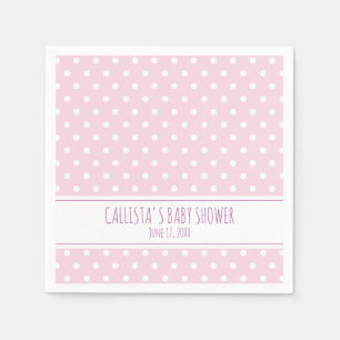 Personalised Pink Polka Dot Baby Shower Napkin