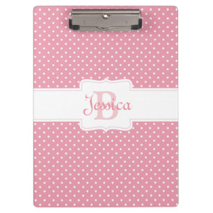 Personalised Pink Polka Dot Clipboard