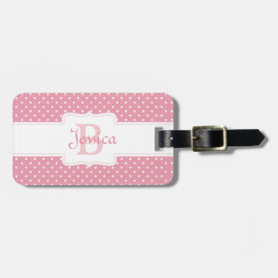 Personalised Pink Polka Dot Pattern Luggage Tag