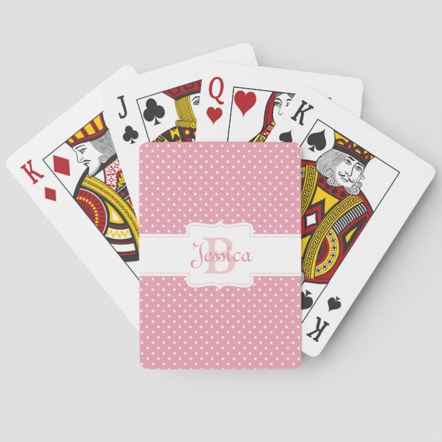 Personalised Pink Polka Dot Playing Cards (Back)