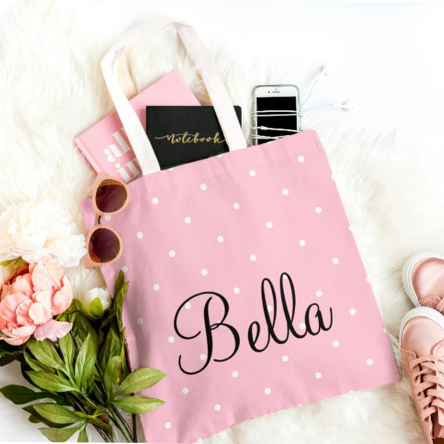  Personalised Pink Polka Dot Tote Bag (Creator Uploaded)