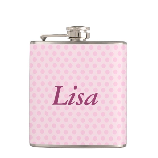 Personalised Pink Polka Dots Flask (Front)
