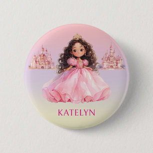 Personalised Pink Princess Birthday 6 Cm Round Badge