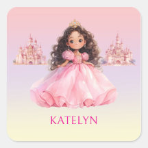 Personalised Pink Princess Birthday Sticker