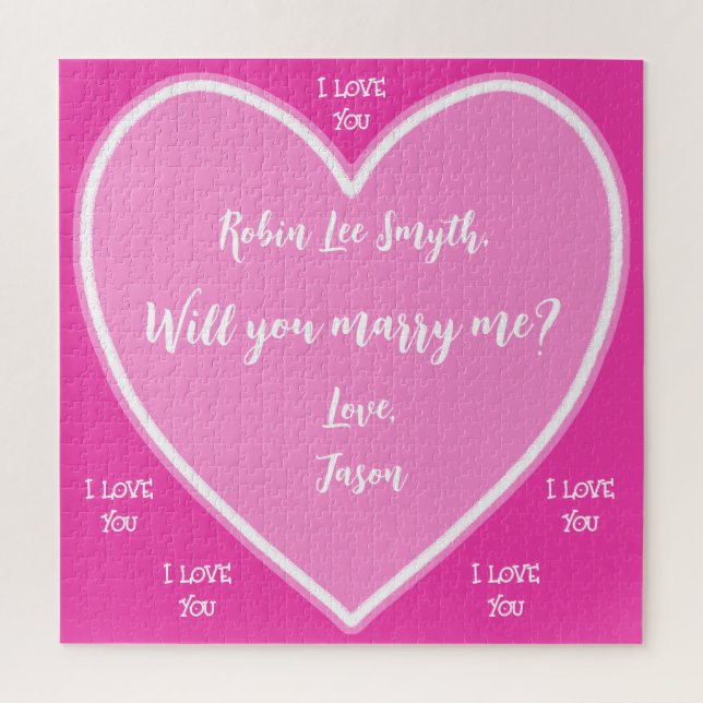 Personalised Pink Proposal Jigsaw Puzzle (Vertical)