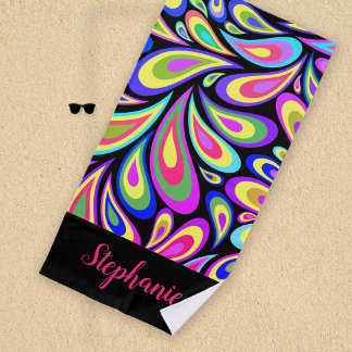 Personalised Pink Psychedelic Swirl Beach Towel