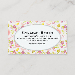 Personalised Pink Purple Floral Mother's Helper Calling Card