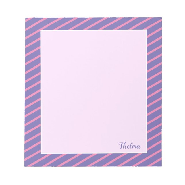 Personalised Pink Purple Stripes Notepad (Front)
