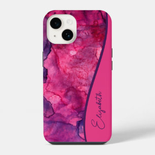Personalised Pink Purple Watercolor iPhone 14 Case