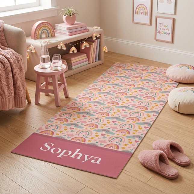 Personalised Pink Rainbow Name Yoga Mat (Creator Uploaded)