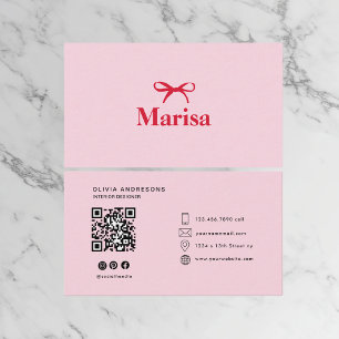 Personalised Pink & Red Bow   Elegant  Business Card